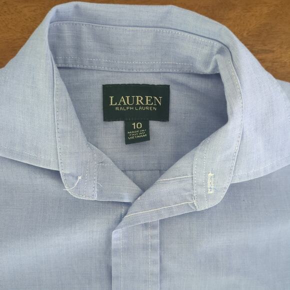 Raulph Lauren Boys Youth long sleeve button down shirt Size 10 Blue EUC - Picture 2 of 5